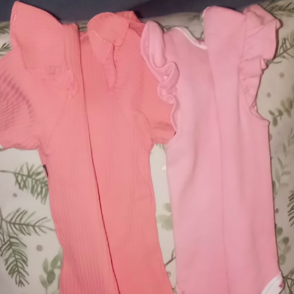 Pink Bodysuits with Ruffled Trim - Picture 3 of 3